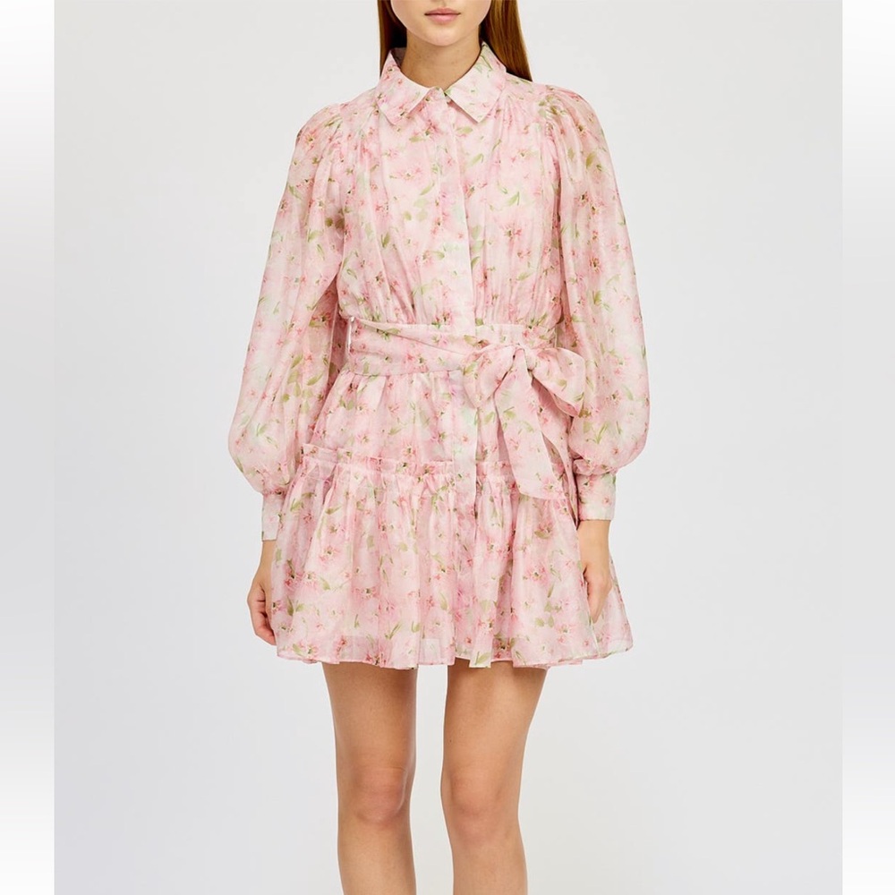 En Saison Pink Floral Long Sleeve Dress